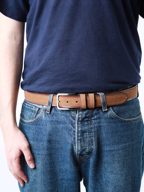 Ceinture Homme Ajustable Jean Petit prix cuir Marron belt 3709-35 vue secondaire 1