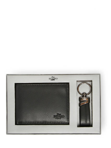 Coffret Cadeaux Portefeuille Et Porte-clefs Cuir Yves renard Noir foulonne 2377X