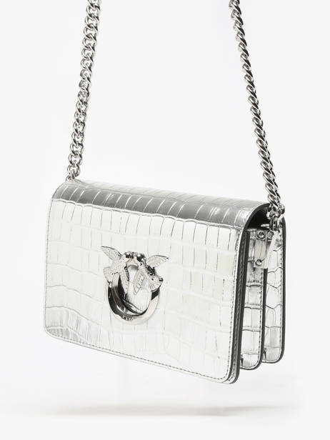 Sac Bandoulière Love Bag Icon Cuir Pinko Argent love bag icon A1W5 vue secondaire 2