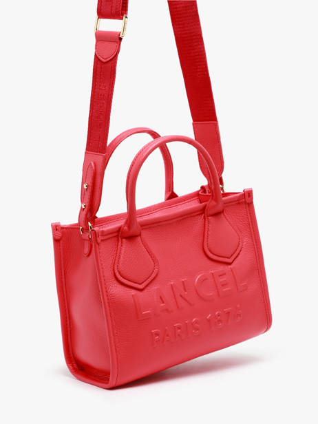 Small Leather Jour Tote Bag Lancel Red jour A12995 other view 2