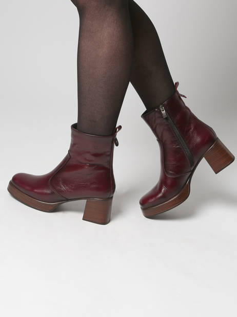 Bottines à Talon Cristel En Cuir Dorking Rouge women D9157 vue secondaire 1