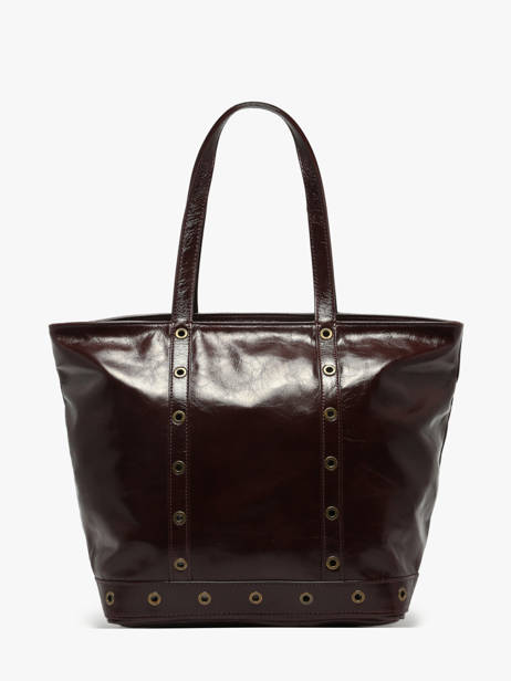 Le Cabas M Zippé En Cuir Craquelé Vanessa bruno Marron cabas cuir 82V40378 vue secondaire 4