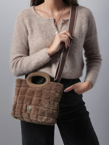 Sac Porté épaule Quadri Polyester Le voyage en panier Marron quadri AHP271 vue secondaire 1