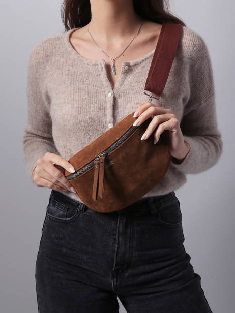 Sac Banane Miniprix Marron velvet F7505 vue secondaire 1