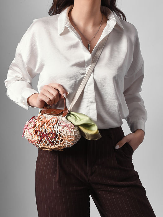 Longchamp Le pliage filet raphia Pochettes Beige