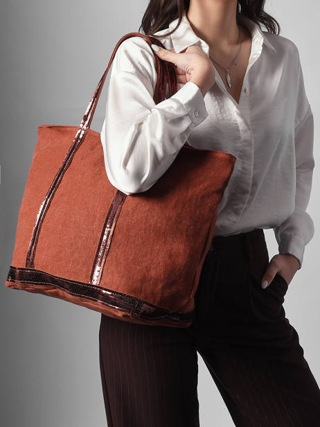 Le Cabas L Lin Paillettes Vanessa bruno Orange cabas lin 31V40409 vue secondaire 1