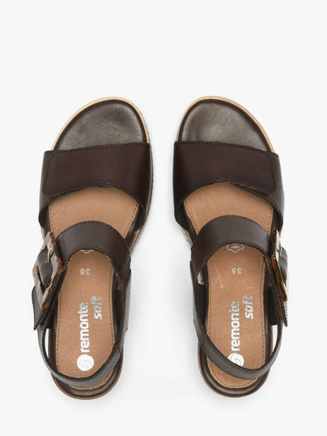 Sandales Talon Compensé En Cuir Remonte Marron women 25 vue secondaire 3