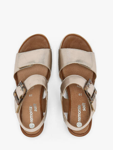 Sandales Talon Compensé En Cuir Remonte Or women 90 vue secondaire 4