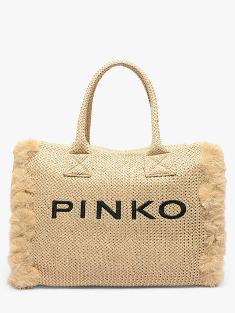 Sac Porté Main Logo Shopper Raphia Pinko Beige logo shopper 6673A39Y