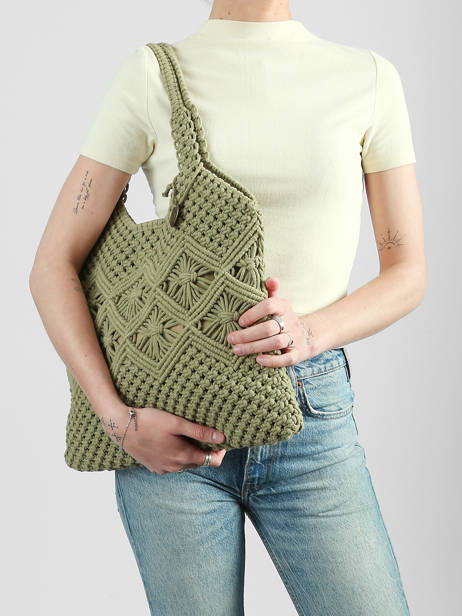 Sac Porté épaule Estival Coton Le voyage en panier Vert estival PM941 vue secondaire 1