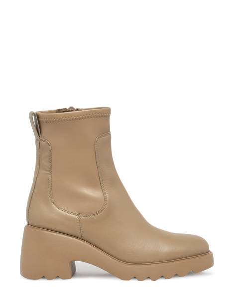 Link Boots In Leather Unisa Beige women LINK