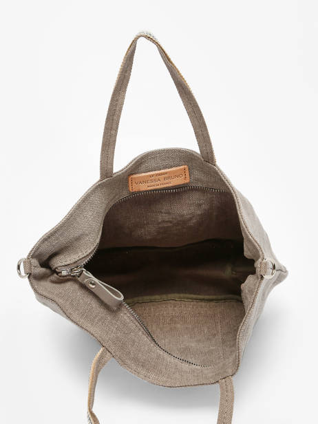 Petit Cabas Zippé Lin Et Paillettes Vanessa bruno Beige cabas lin 31V40435 vue secondaire 3