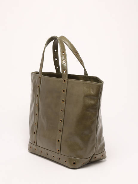 Sac Cabas M En Cuir Craquelé Vanessa bruno Vert cabas cuir 82V40413 vue secondaire 2