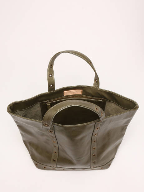 Sac Cabas M En Cuir Craquelé Vanessa bruno Vert cabas cuir 82V40413 vue secondaire 3
